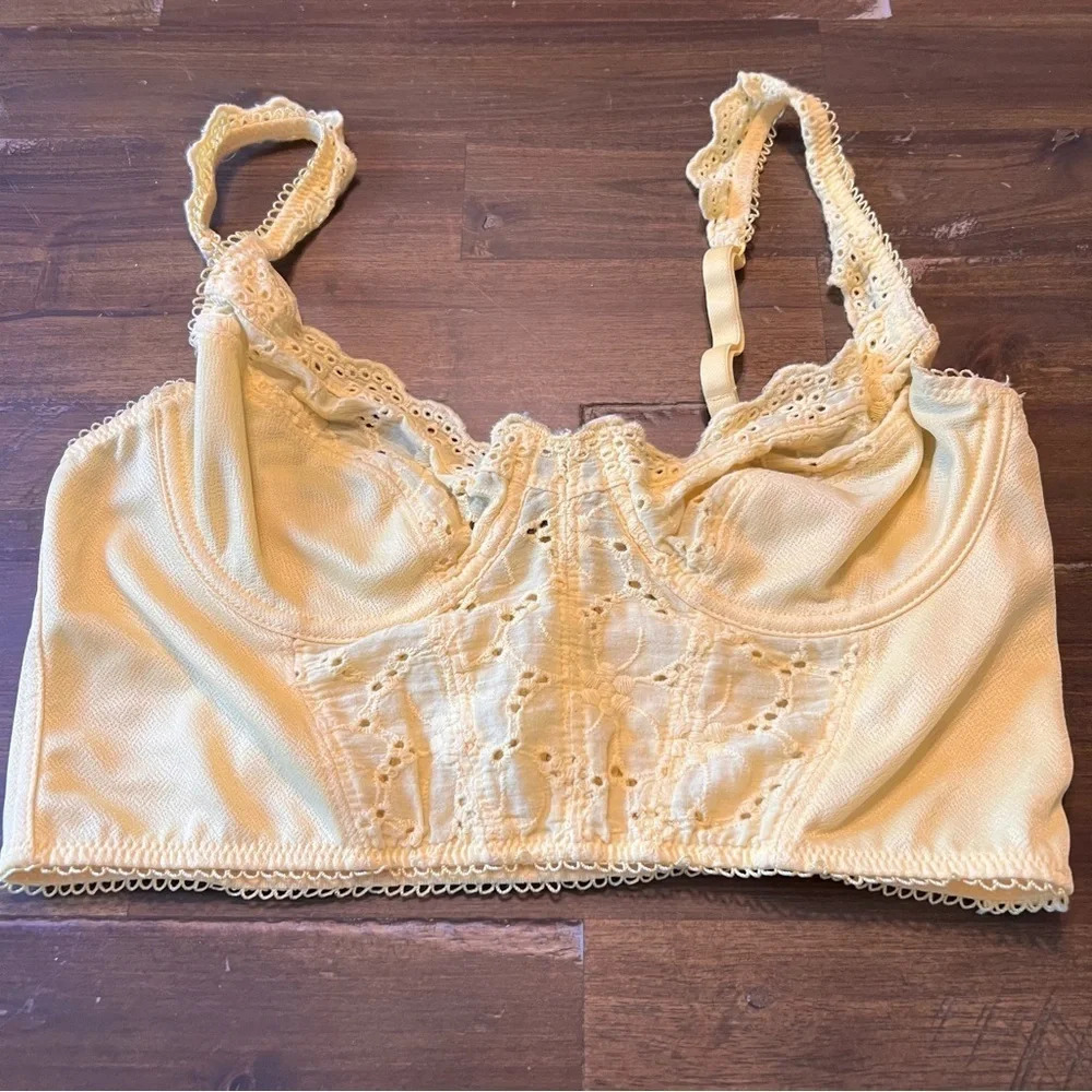 Urban Outfitters Out From Under Yellow Crop Top Bra Bustier Yellow Small Eyelet